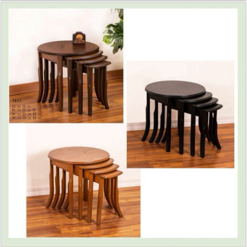 میز عسلی چهار تکه چوبی توهمرو با طراحی مدرن و کمجا