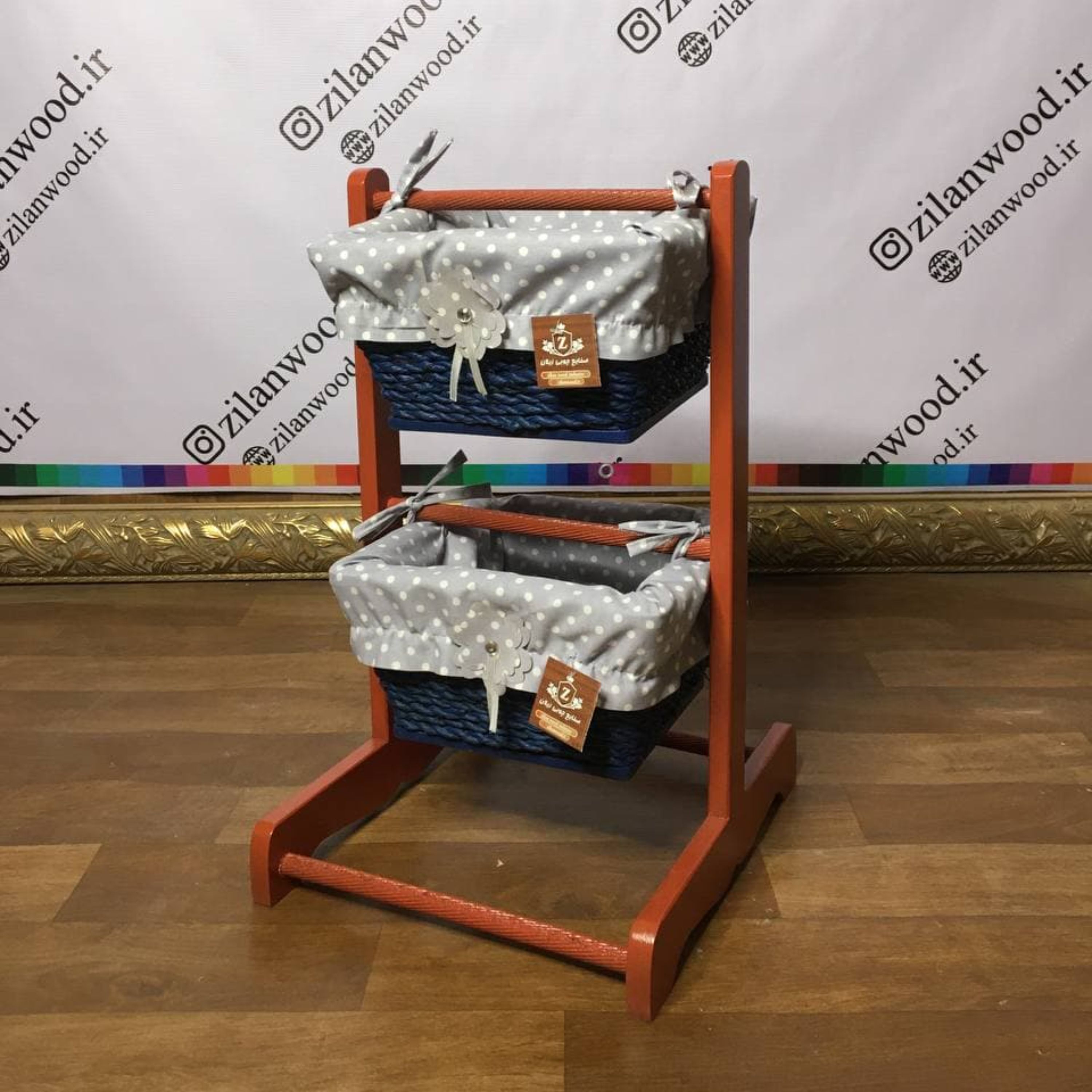 سبد سیبزمینی وپیاز با کد M108 آجری و آبی